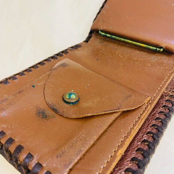 #4577 Brown Leather Wallet VTG embossed POP dad father - Picture 5 of 6